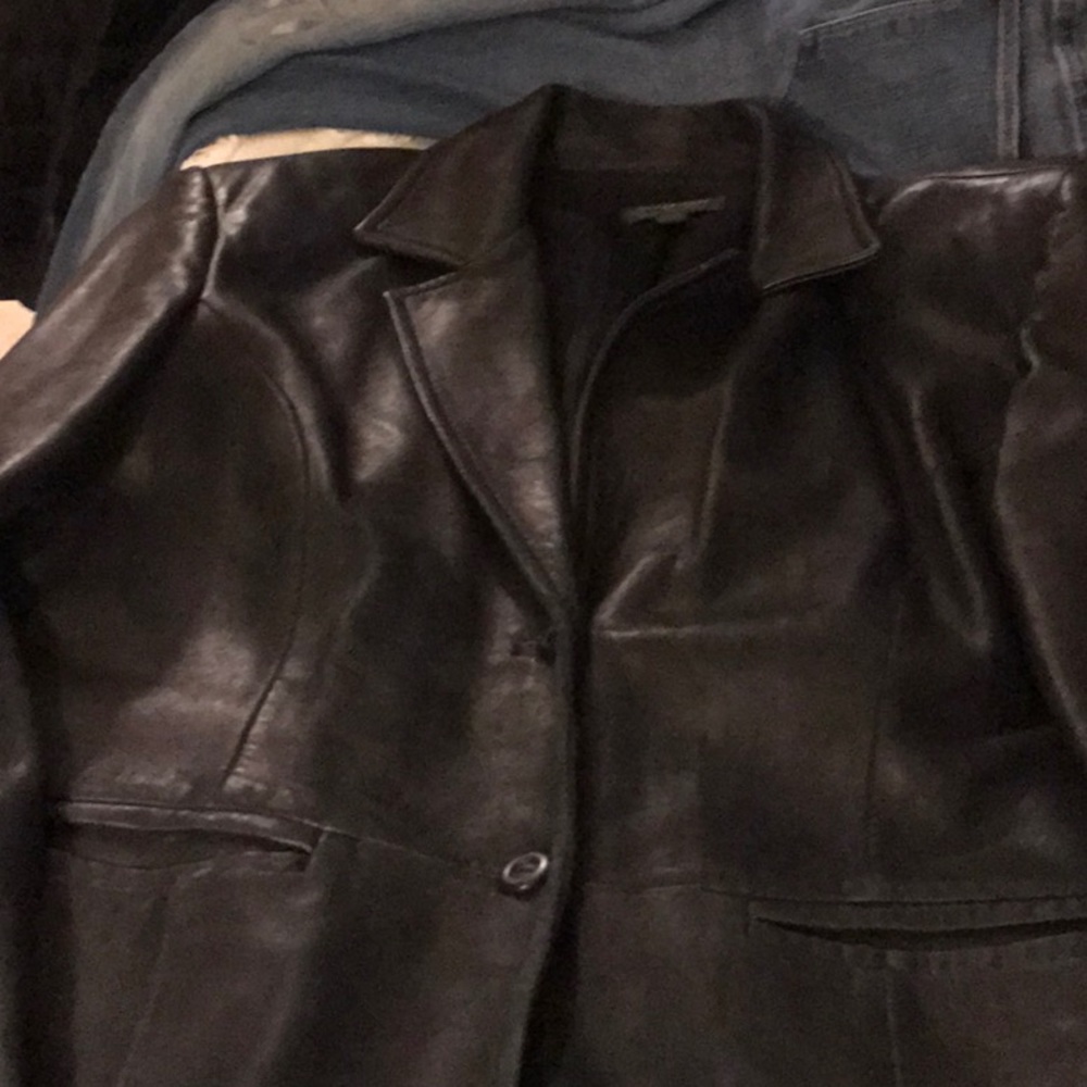 Black leather blazer